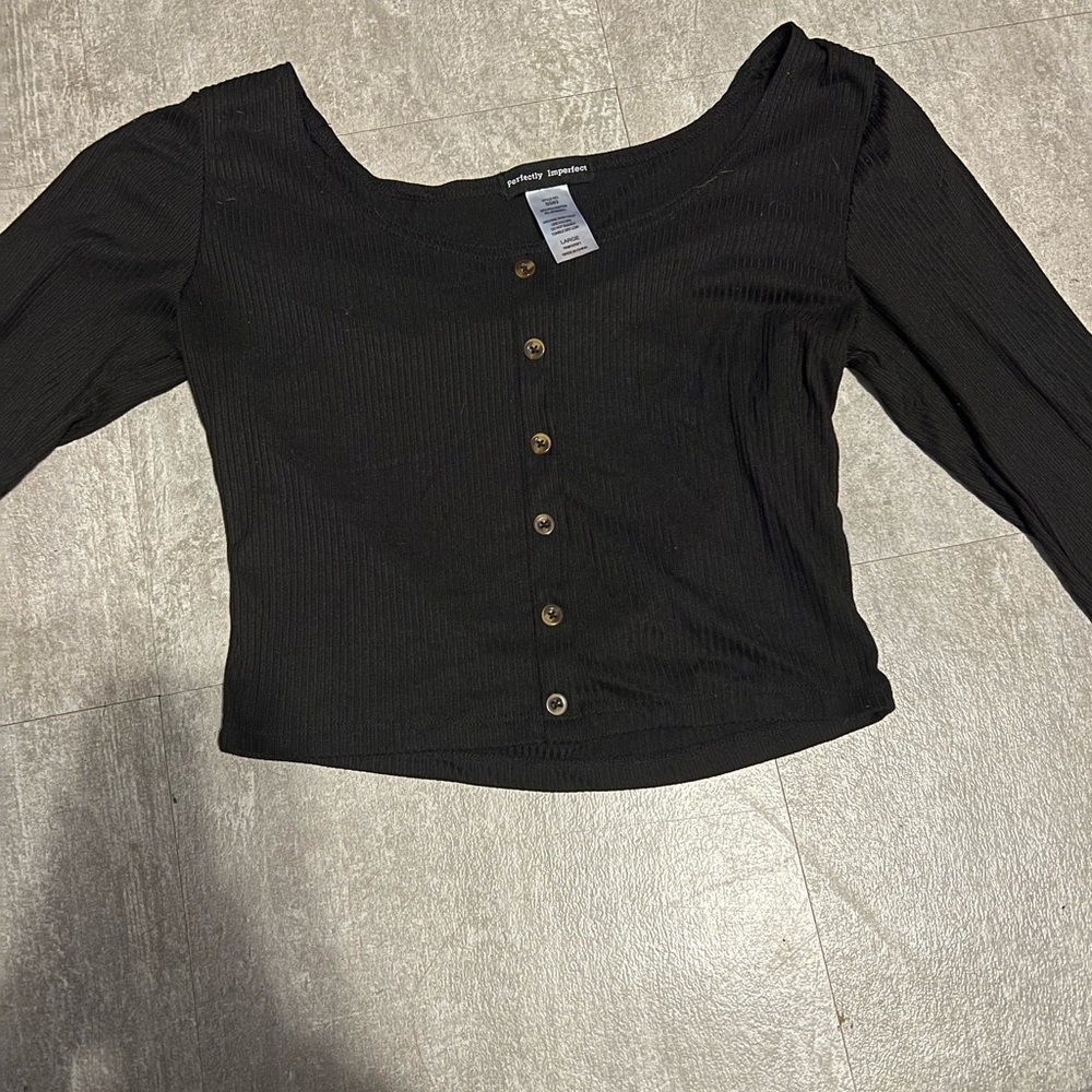 Black Button up crop top from marshals.